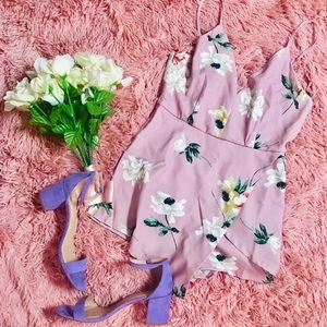 Blush Floral Asymmetrical Romper